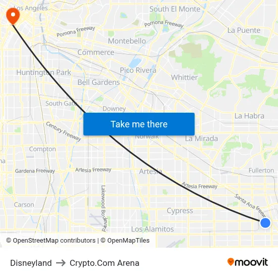 Disneyland to Crypto.Com Arena map