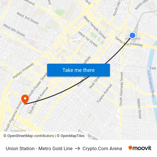 Union Station - Metro Gold Line to Crypto.Com Arena map