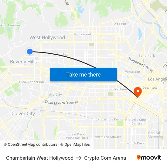 Chamberlain West Hollywood to Crypto.Com Arena map