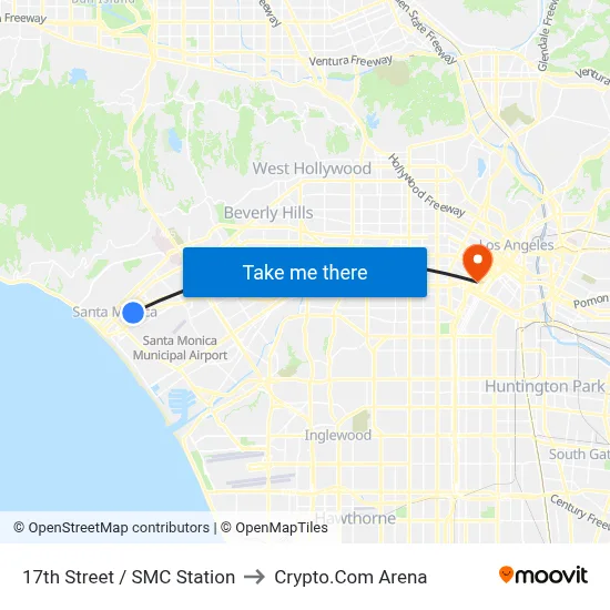 17th Street / SMC Station to Crypto.Com Arena map