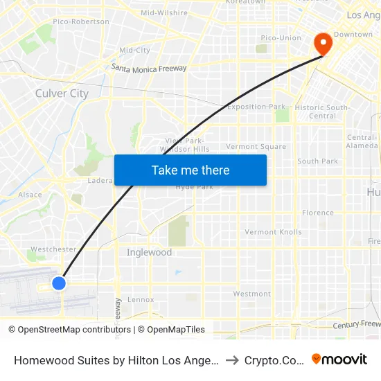 Homewood Suites by Hilton Los Angeles International Airport to Crypto.Com Arena map