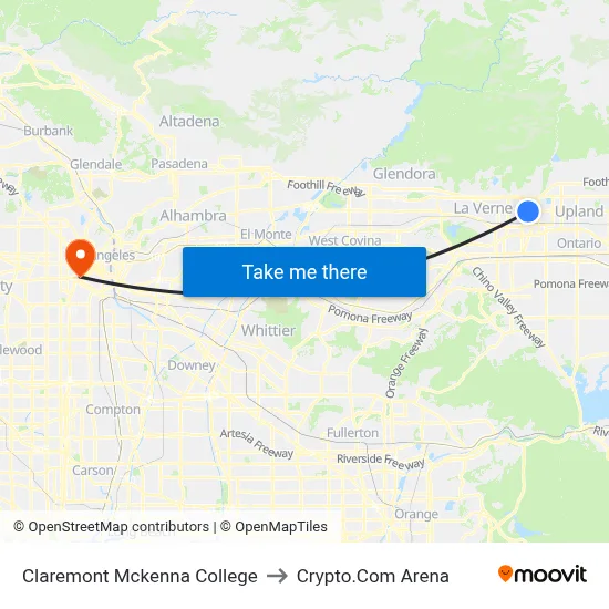 Claremont Mckenna College to Crypto.Com Arena map