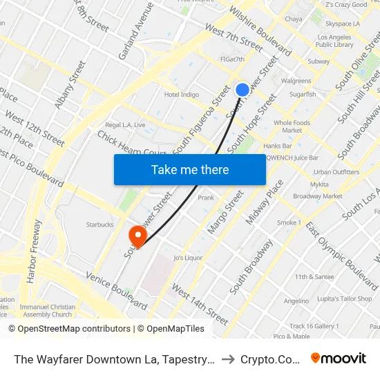 The Wayfarer Downtown La, Tapestry Collection by Hilton to Crypto.Com Arena map