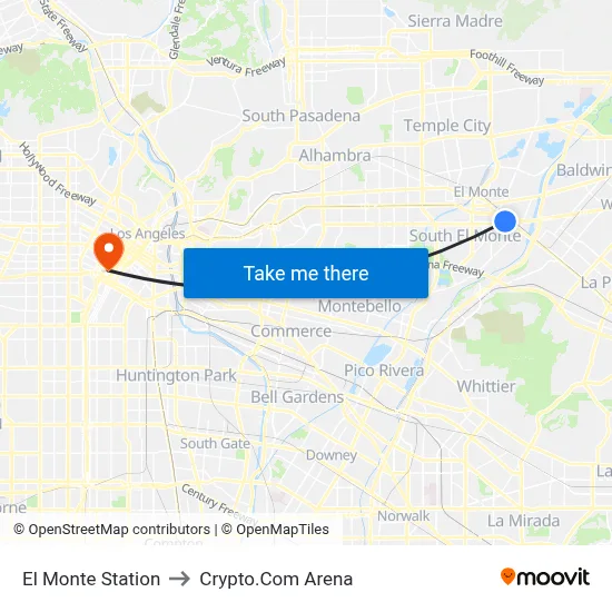 El Monte Station to Crypto.Com Arena map