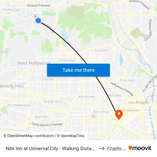 Nite Inn at Universal City - Walking Distance to Universal Studios Hollywood, Los Angeles to Crypto.Com Arena map
