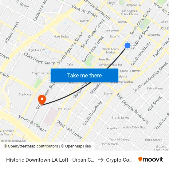 Historic Downtown LA Loft - Urban Charm, Los Angeles to Crypto.Com Arena map