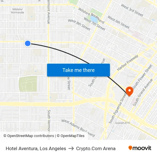 Hotel Aventura, Los Angeles to Crypto.Com Arena map