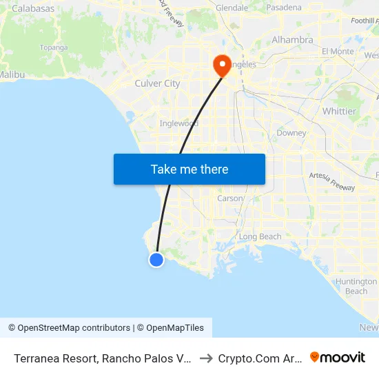 Terranea Resort, Rancho Palos Verdes to Crypto.Com Arena map