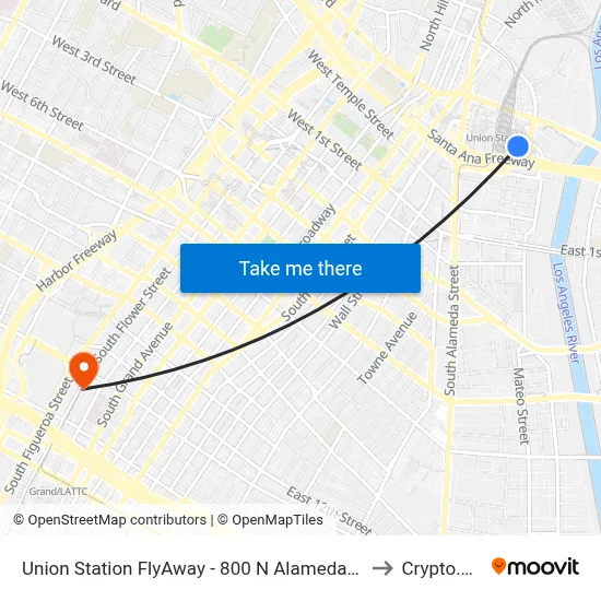 Union Station FlyAway - 800 N Alameda St at Union Station / Patsaurus Plaza to Crypto.Com Arena map