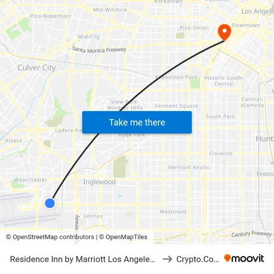 Residence Inn by Marriott Los Angeles LAX/Century Boulevard to Crypto.Com Arena map