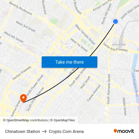 Chinatown Station to Crypto.Com Arena map