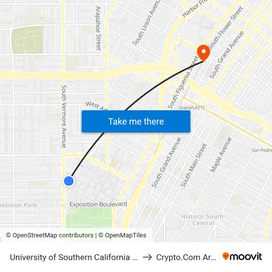 University of Southern California Lot 6 to Crypto.Com Arena map