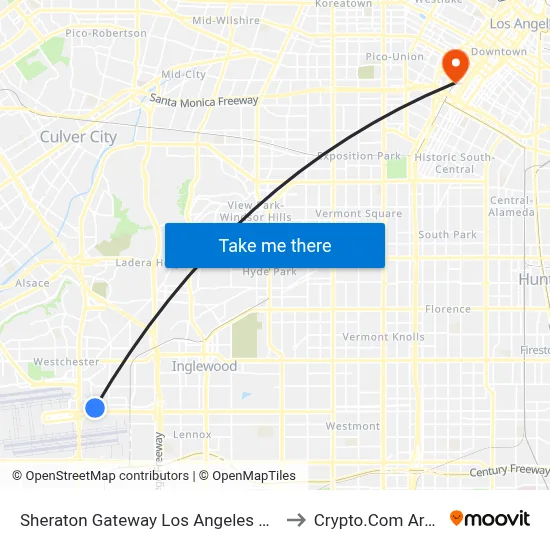 Sheraton Gateway Los Angeles Hotel to Crypto.Com Arena map