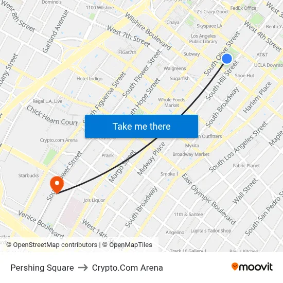 Pershing Square to Crypto.Com Arena map