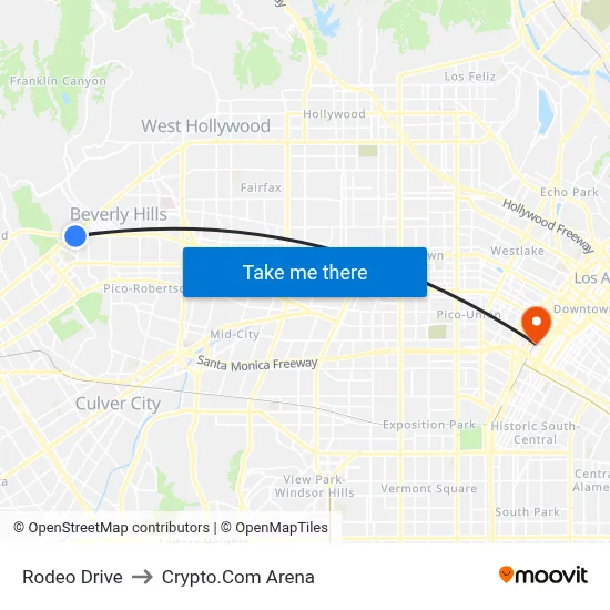 Rodeo Drive to Crypto.Com Arena map