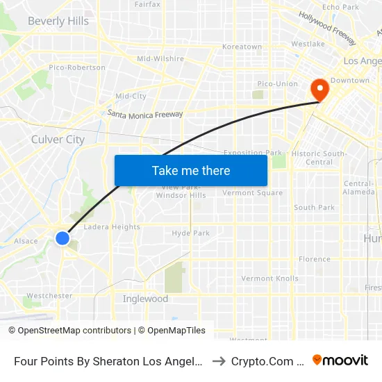 Four Points By Sheraton Los Angeles Westside to Crypto.Com Arena map