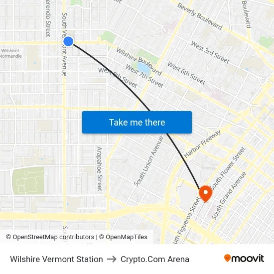 Wilshire Vermont Station to Crypto.Com Arena map