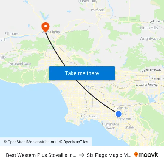 Best Western Plus Stovall s Inn Anaheim to Six Flags Magic Mountain map