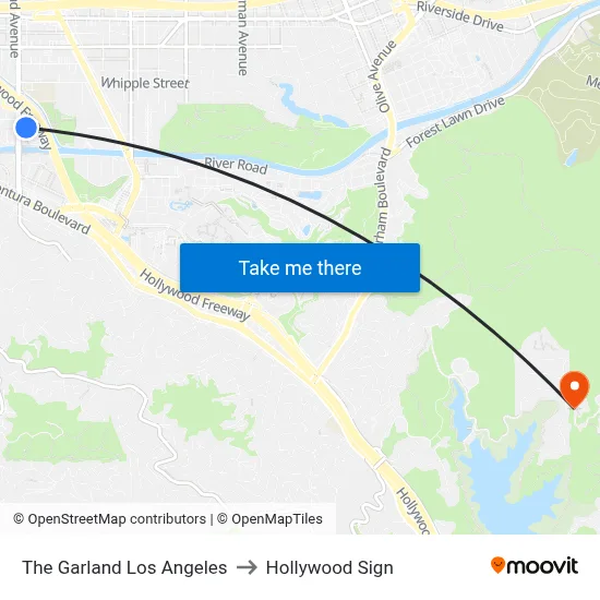 The Garland Los Angeles to Hollywood Sign map