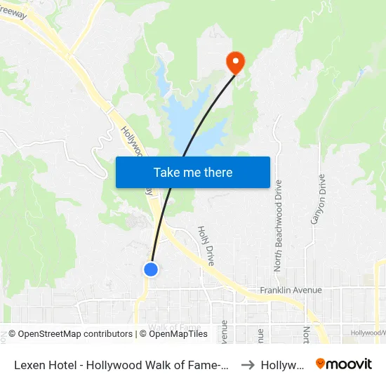 Lexen Hotel - Hollywood Walk of Fame-Universal Studios, Los Angeles to Hollywood Sign map