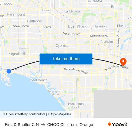 First & Shelter C N to CHOC Children's Orange map