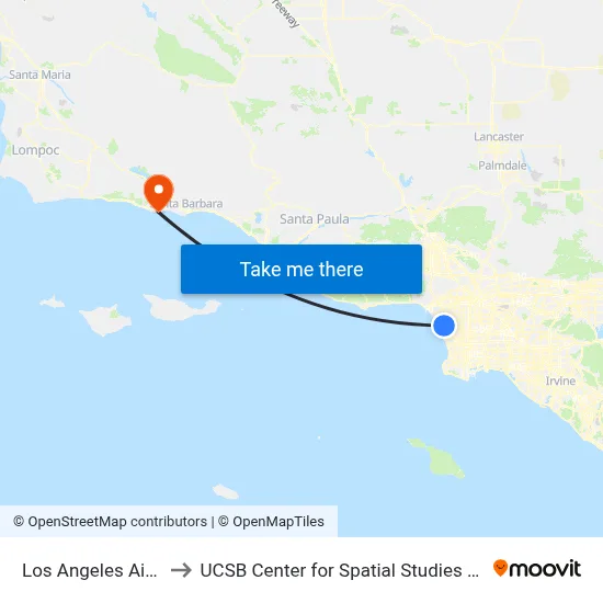Los Angeles Airport LAX to UCSB Center for Spatial Studies and Data Science map