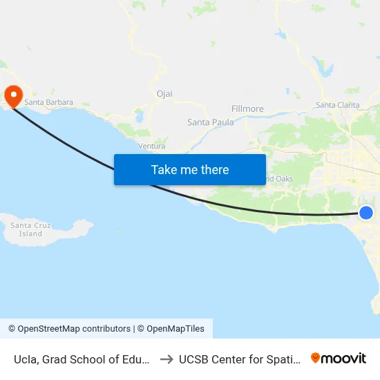 Ucla, Grad School of Education and Information Studies to UCSB Center for Spatial Studies and Data Science map