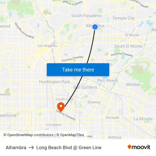 Alhambra to Long Beach Blvd @ Green Line map