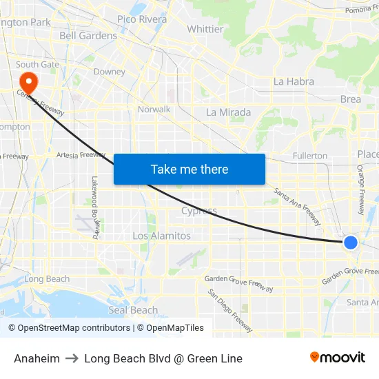 Anaheim to Long Beach Blvd @ Green Line map