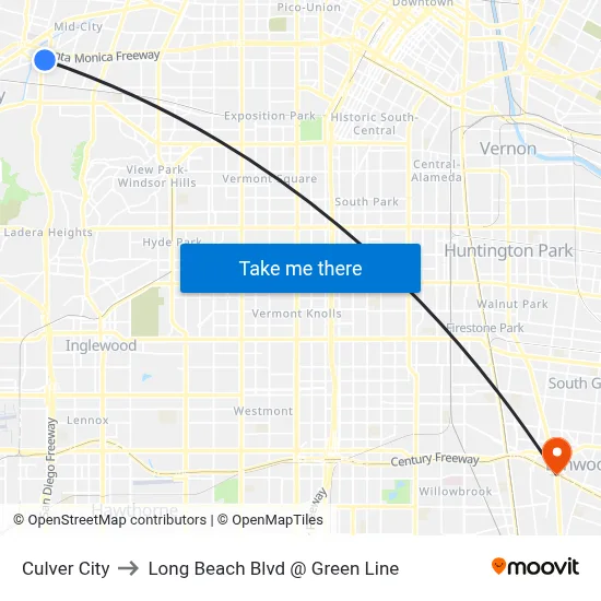 Culver City to Long Beach Blvd @ Green Line map