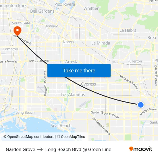 Garden Grove to Long Beach Blvd @ Green Line map