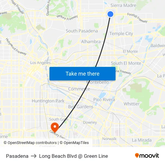 Pasadena to Long Beach Blvd @ Green Line map