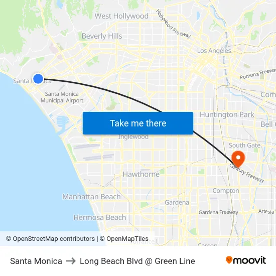 Santa Monica to Long Beach Blvd @ Green Line map