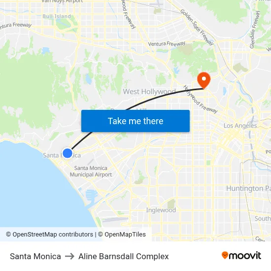 Santa Monica to Aline Barnsdall Complex map