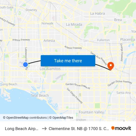 Long Beach Airport (LGB) to Clementine St. NB @ 1700 S. Clementine St. map