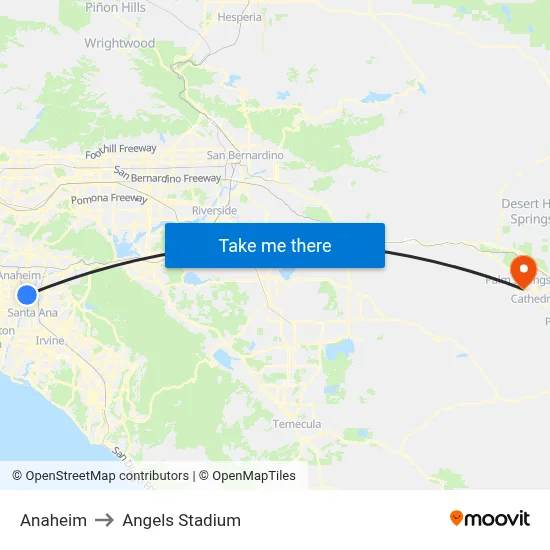 Anaheim to Angels Stadium map