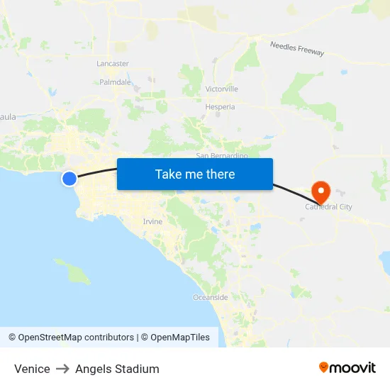 Venice to Angels Stadium map