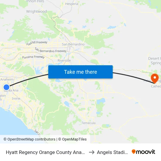 Hyatt Regency Orange County Anaheim to Angels Stadium map