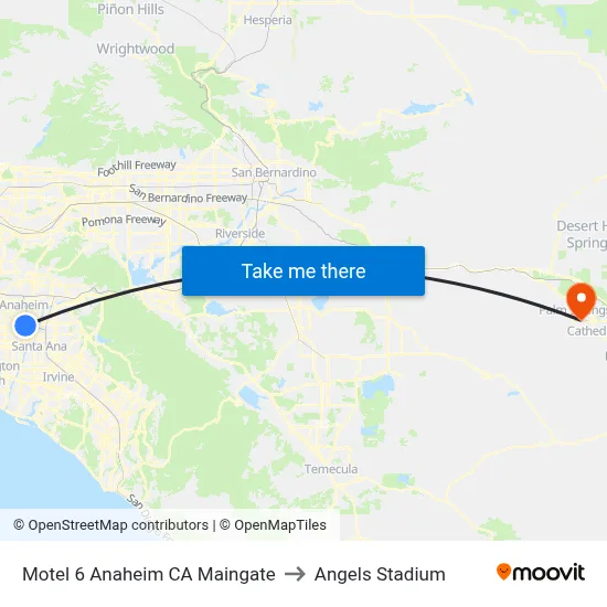 Motel 6 Anaheim CA Maingate to Angels Stadium map