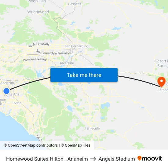 Homewood Suites Hilton - Anaheim to Angels Stadium map