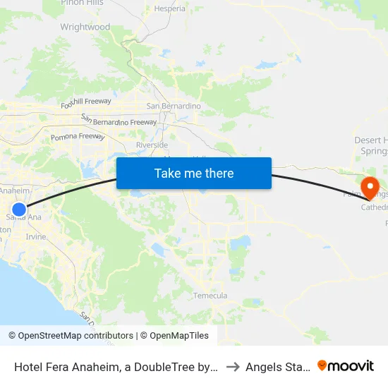 Hotel Fera Anaheim, a DoubleTree by Hilton Hotel to Angels Stadium map
