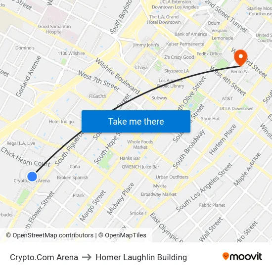 Crypto.Com Arena to Homer Laughlin Building map