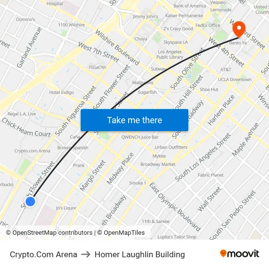 Crypto.Com Arena to Homer Laughlin Building map