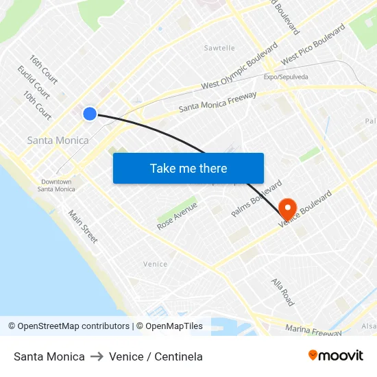 Santa Monica to Venice / Centinela map