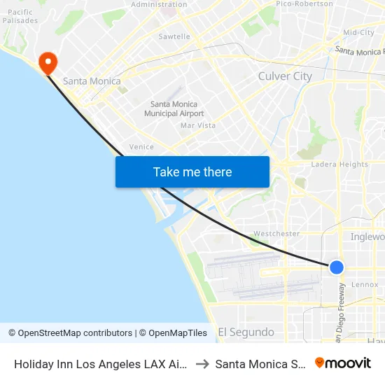 Holiday Inn Los Angeles LAX Airport an IHG Hotel to Santa Monica State Beach map