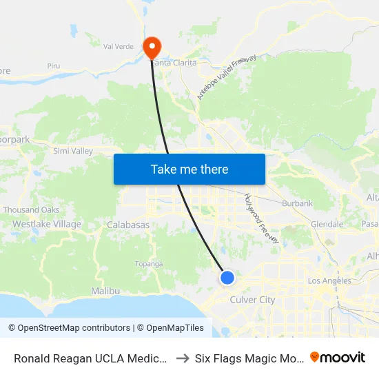 Ronald Reagan UCLA Medical Center to Six Flags Magic Mountain map