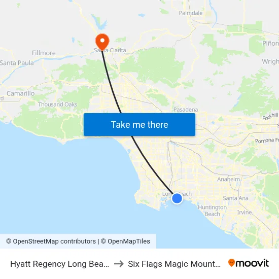 Hyatt Regency Long Beach to Six Flags Magic Mountain map