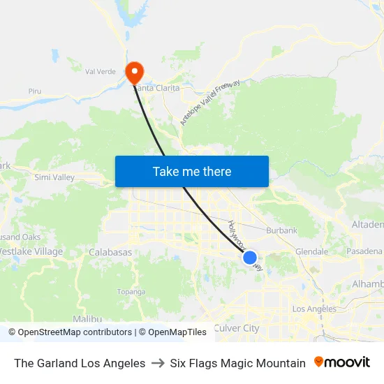 The Garland Los Angeles to Six Flags Magic Mountain map