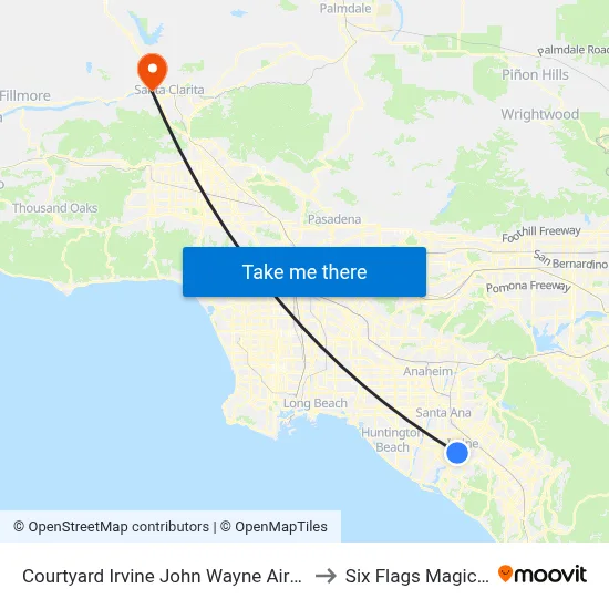 Courtyard Irvine John Wayne AirportOrange County to Six Flags Magic Mountain map