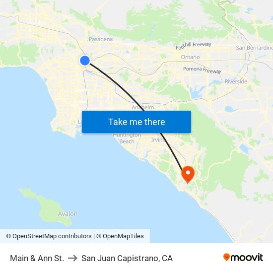 Main & Ann St. to San Juan Capistrano, CA map